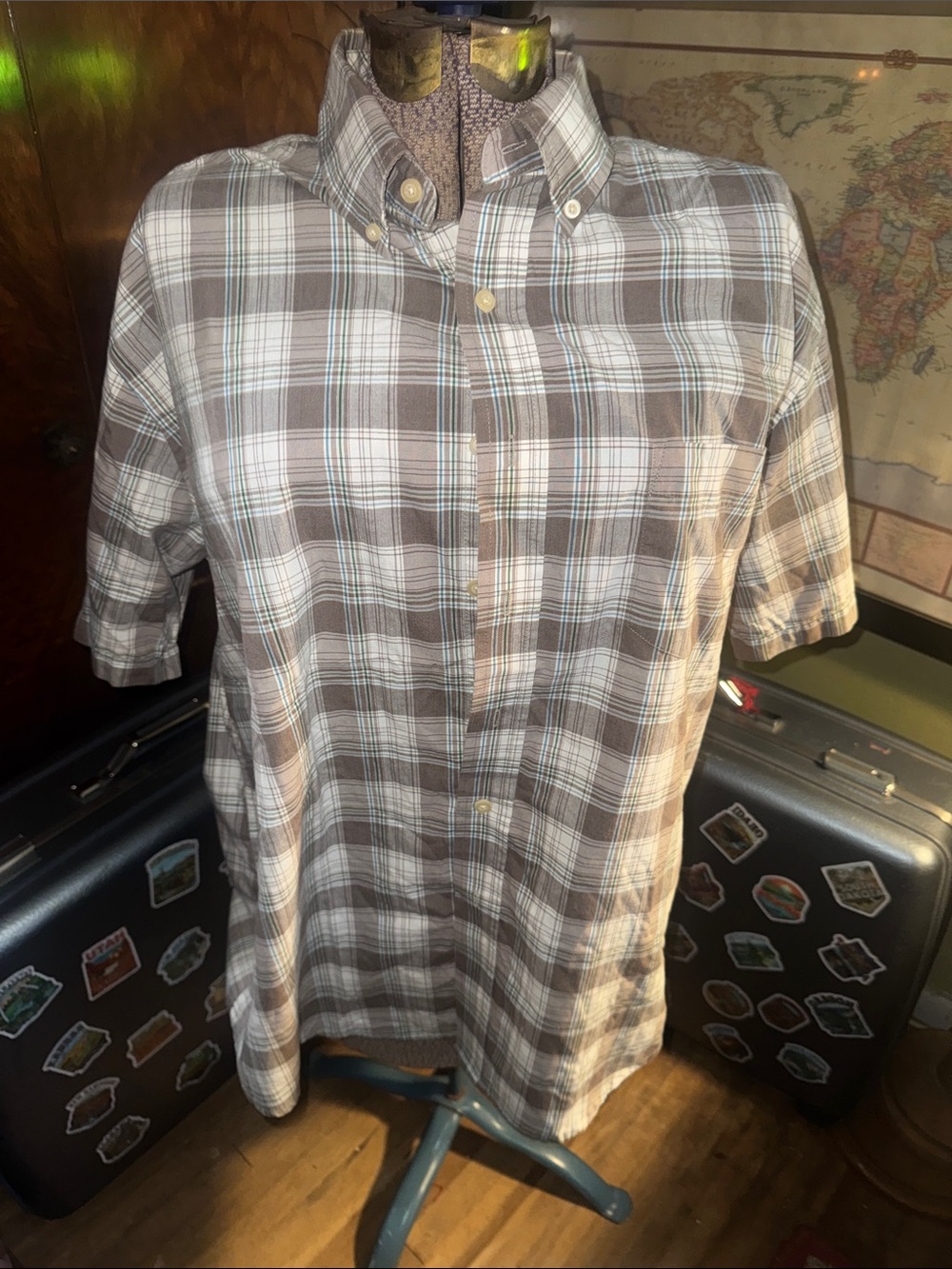 Puritan Plaid Casual Button Down Shirt Men's Size XL Gingham Check